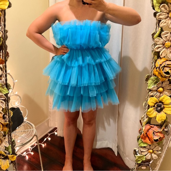 NWOT ‘Never Tulle Much’ Tulle Minidress - Size M/ Aqua - Picture 5 of 6